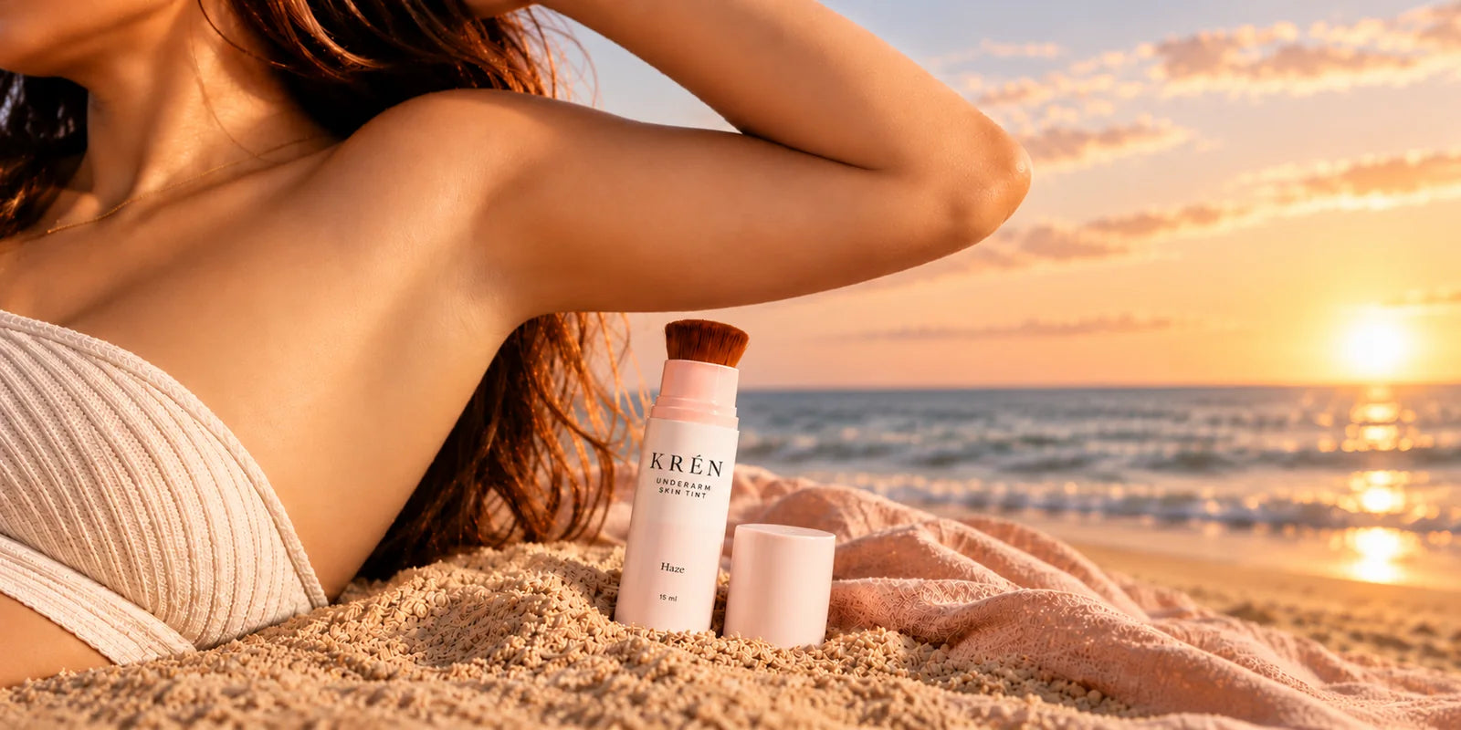 krén underarm tint on the sand at golden hour